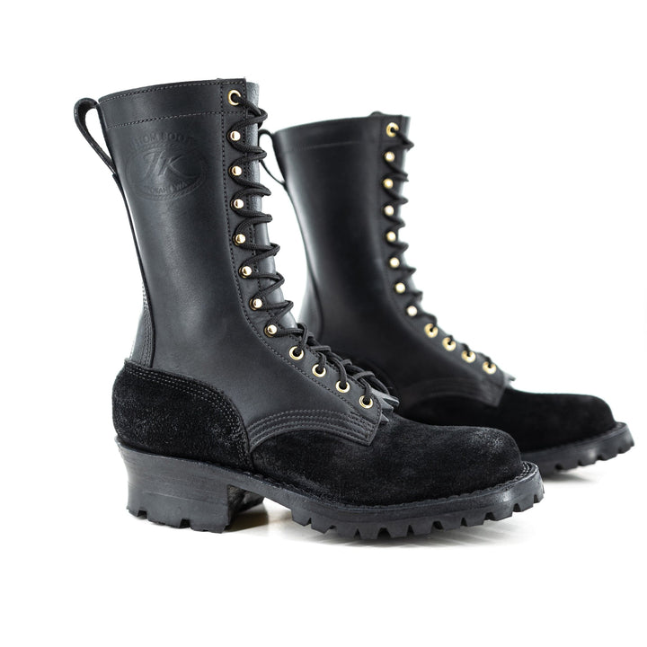 a pair of Fire Inlander - Black on a white background showing the overall design of the boot.